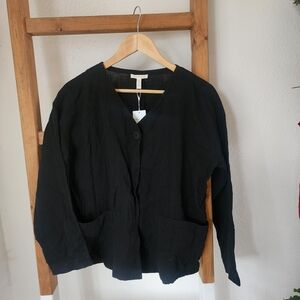 NWT Eileen Fisher Organic Cotton Gauze Single Button Cropped Jacket - XS